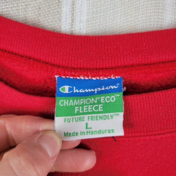 Vintage Champion Eco Fleece Boston University Crewneck Sweatshirt Red Size Large - Picture 4 of 9